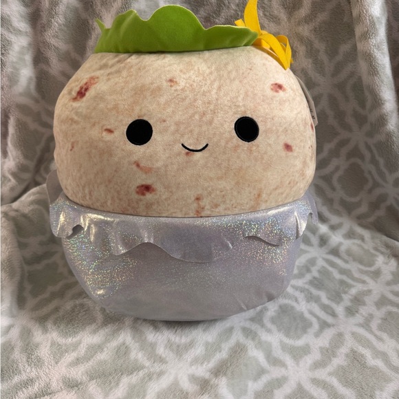 Squishmallows Burrito Plush with Green and Silver Accents - Picture 1 of 4